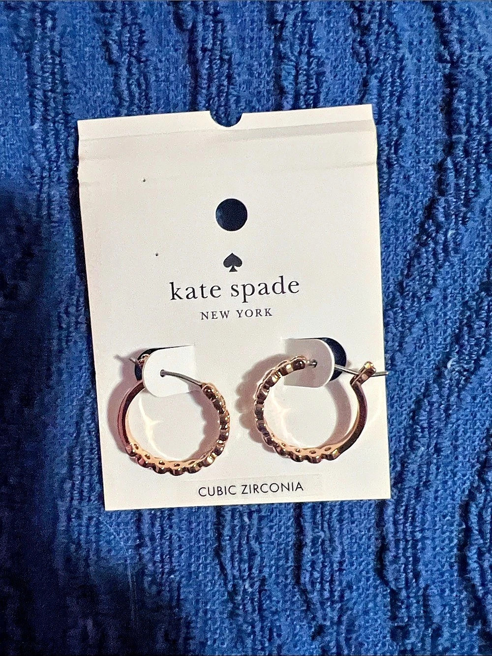 Kate Spade Cubic Zirconia Hoop Earrings in Gold NWT